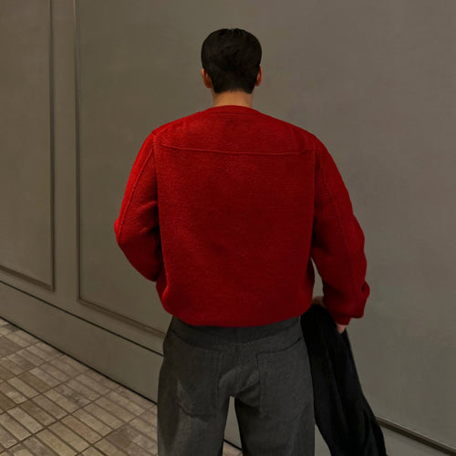 Casual Round Neck Pullover Knit Sweater for Men, Thick Warm Winter Base LayerCommute Outfit
