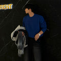 Casual Round Neck Pullover Knit Sweater for Men, Thick Warm Winter Base LayerCommute Outfit