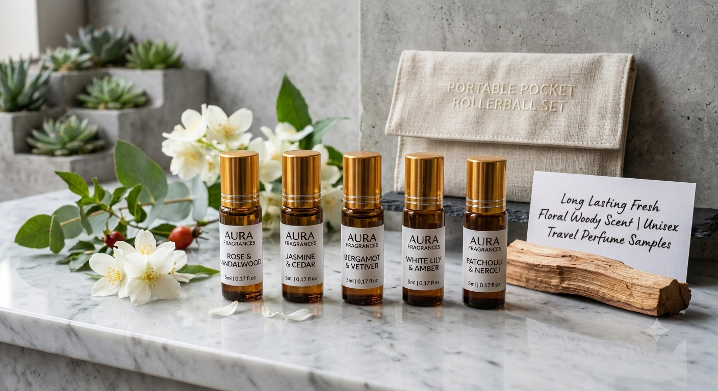 5ml Rollerball Perfume Set Long Lasting Fresh Floral Woody Scent Portable Pocket Roll On Fragrance Unisex Travel Perfume Samples