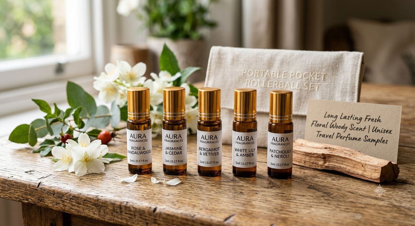 5ml Rollerball Perfume Set Long Lasting Fresh Floral Woody Scent Portable Pocket Roll On Fragrance Unisex Travel Perfume Samples